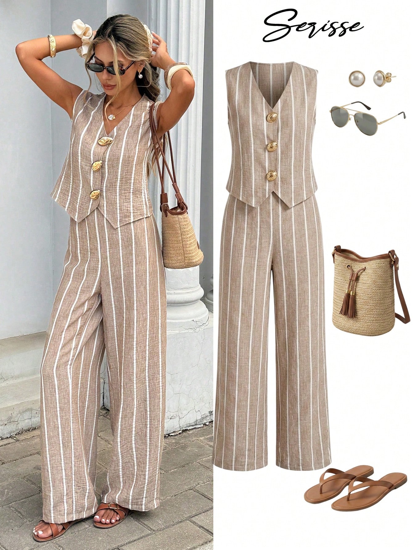 Serisse Ensemble 2 pièces débardeur rayé & pantalon – Image 2