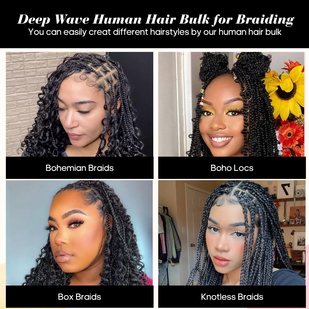 2 Lots cheveux naturels tressage style Boho 14 pouces – Image 5