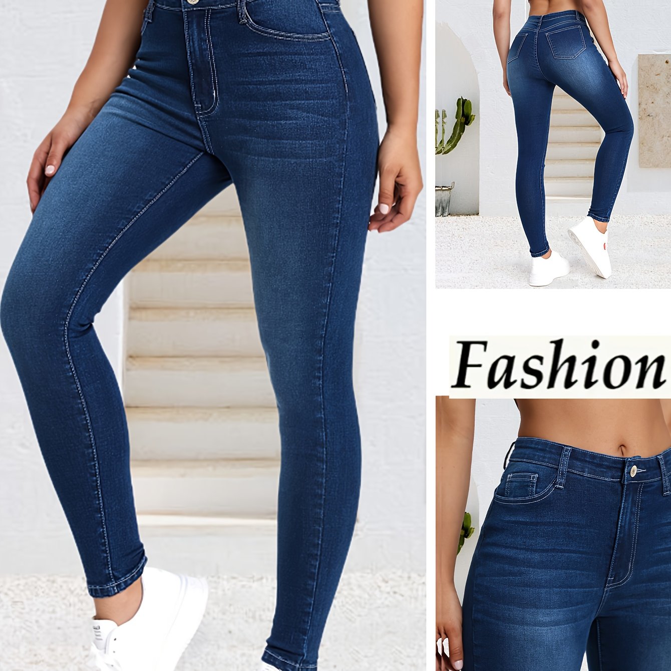 Jeans bleus moulants élégants et stylés, parfaits avec tout – Image 2